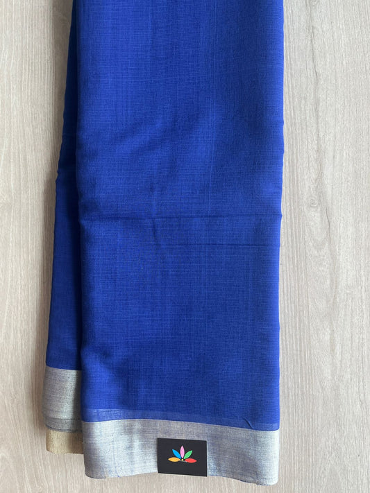 Dark Blue Ghicha Pallu Kota Checks Saree with Tussar Border -32837-32838