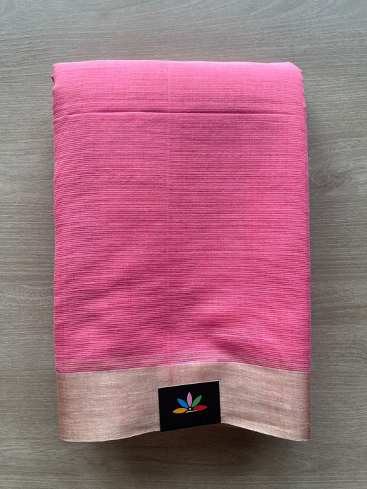 Cerise Pink Ghicha Pallu Kota Checks Saree with Tussar Border -32839-32840