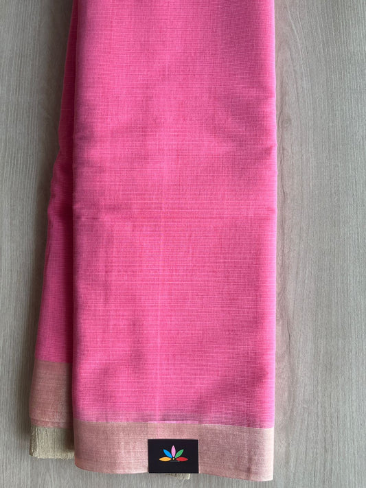 Cerise Pink Ghicha Pallu Kota Checks Saree with Tussar Border -32839-32840