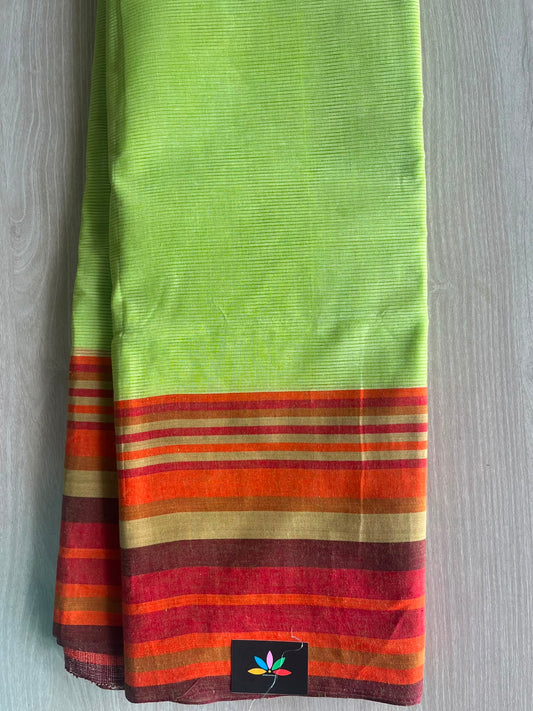 Light Pistachio Ghicha Pallu Handloom Bengal Cotton Saree - 32844