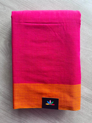 Raspberry Shade Contrast Border Bengal Soft Cotton Saree - 32849