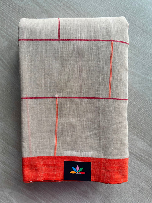 Light Beige Handloom Bengal Soft Cotton Saree - 32853