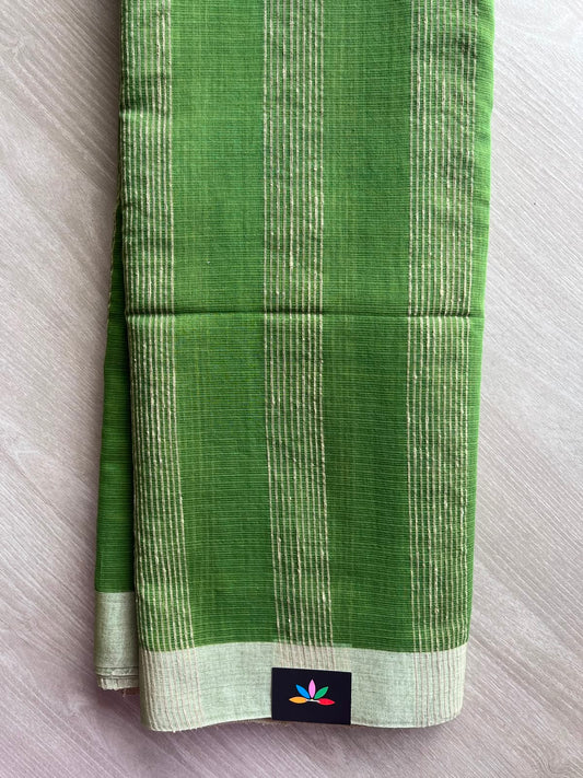 Medium Forest Green Handloom Bengal Soft Cotton Saree - 32859