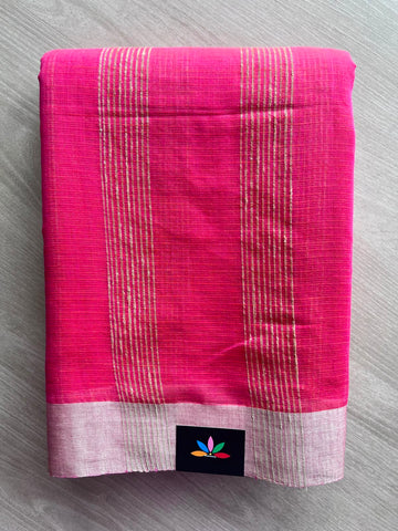 Dark Hot Pink Handloom Bengal Soft Cotton Saree - 32860
