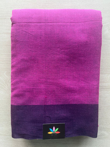 Deep Magenta Contrast Border Bengal Soft Cotton Saree -32817-32818