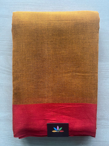 Mustard Golden Contrast Border Bengal Soft Cotton Saree -32821-32822