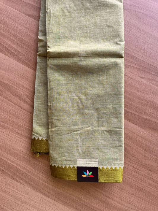 Contrast Border Plain Cotton Saree (Without blouse) -23095