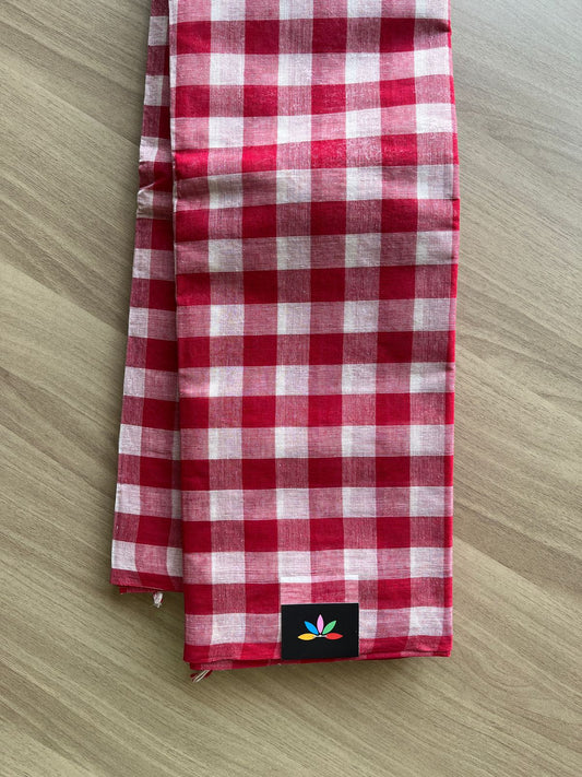 Checked Handloom Cotton Starched Saree (Without blouse) -23145- 23149