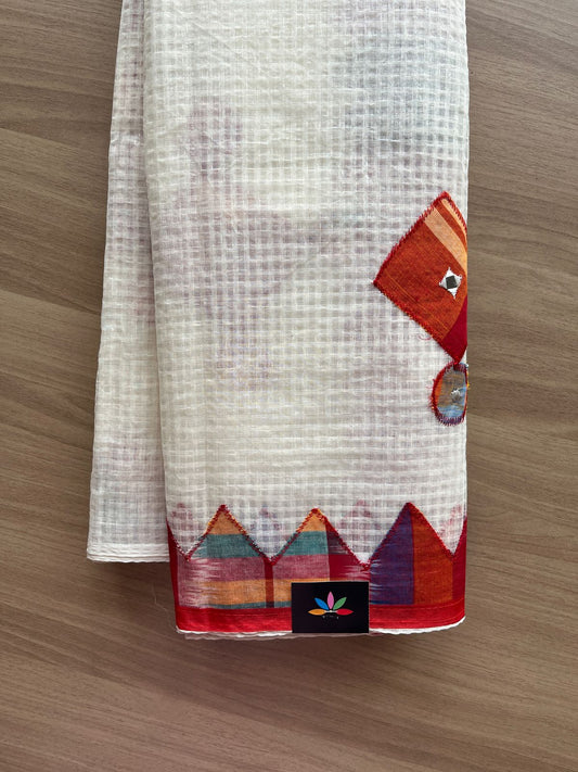 Appliqué work Kota Checks Saree (Without blouse) - 23096-23097