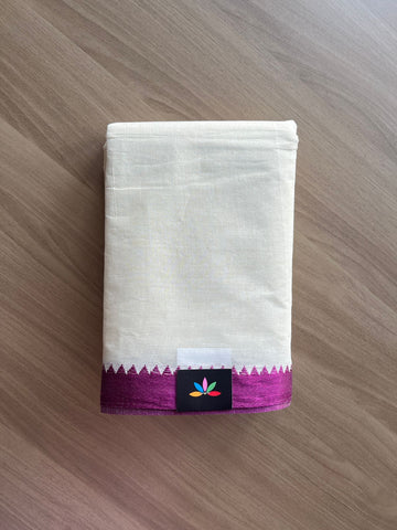 Contrast Border Plain Cotton Saree (Without blouse) -21715
