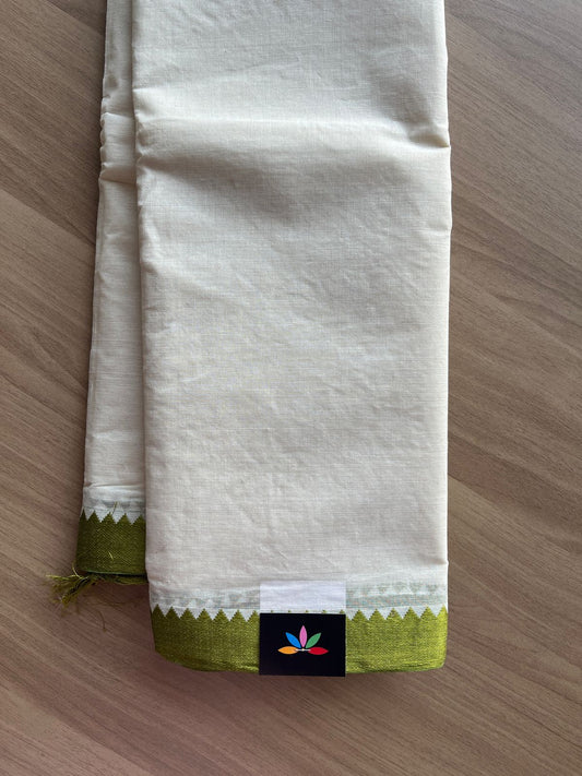 Contrast Border Plain Cotton Saree (Without blouse) -26054