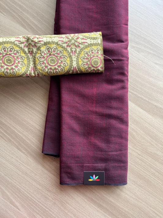 Borderless Handloom Soft Cotton Saree with Contrast Blouse -21538