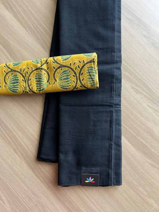 Borderless Handloom Soft Cotton Saree with Contrast Blouse -21543