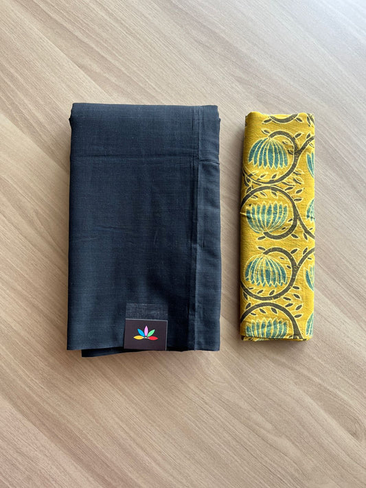 Borderless Handloom Soft Cotton Saree with Contrast Blouse -21543