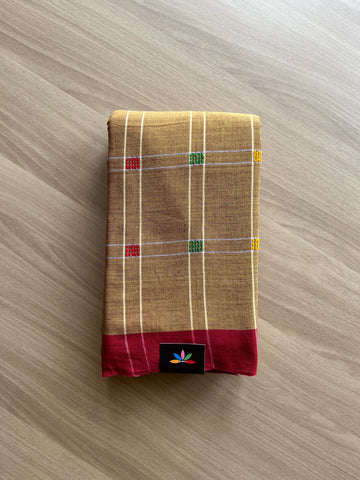 Handloom Bengal Soft Cotton Saree ( Mustard brown) -21613