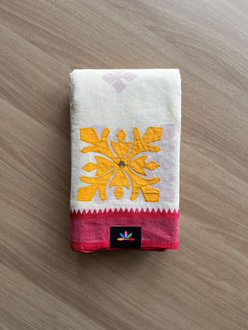 Appliqué work Bengal Cotton Starched Saree (Without blouse) -21658-21659