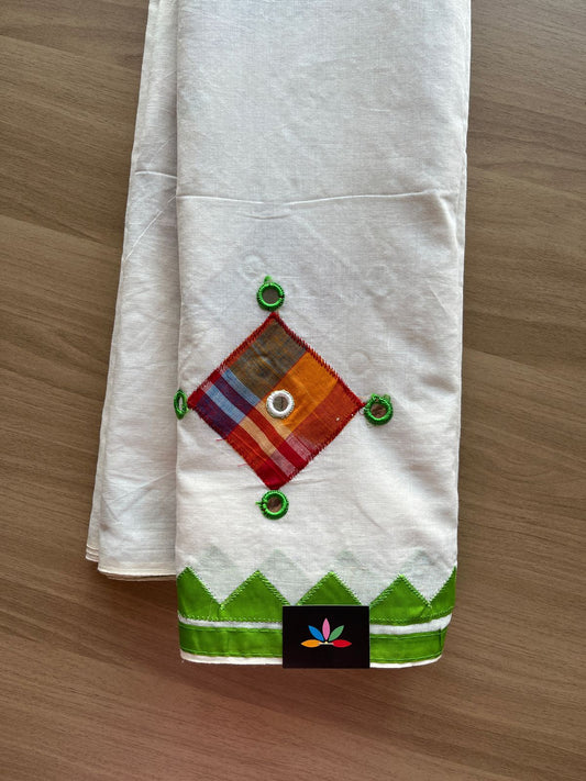 Appliqué work Bengal Cotton Saree (Without blouse) -25995