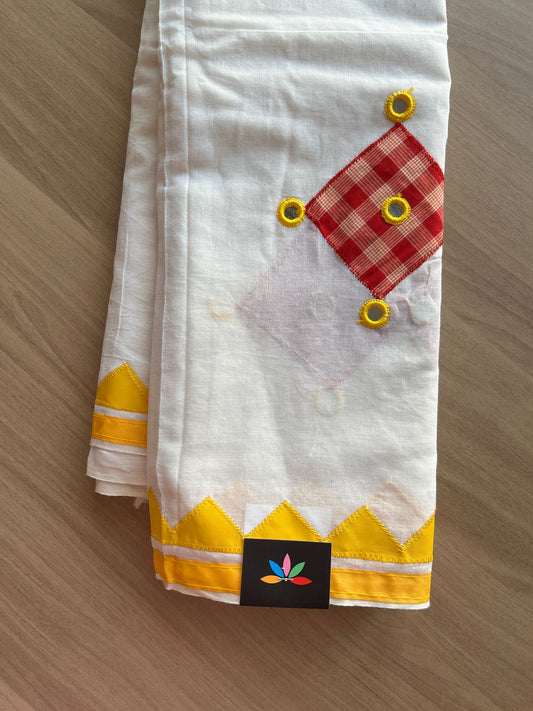 Appliqué work Bengal Cotton Saree (Without blouse) -25996