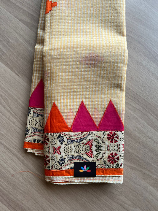 Appliqué work Kota Checks Saree (Without blouse) -22800