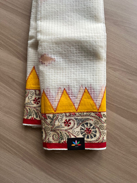 Appliqué work Kota Checks Saree (Without blouse) -22801