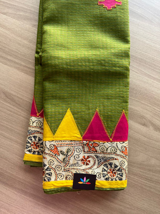 Appliqué work Kota Checks Saree (Without blouse) -22793