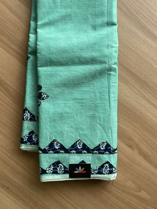 Appliqué work Bengal Cotton Starched Saree (Without blouse) -22886