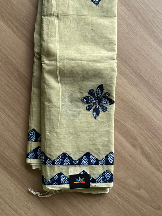 Appliqué work Bengal Cotton Starched Saree (Without blouse) -22887