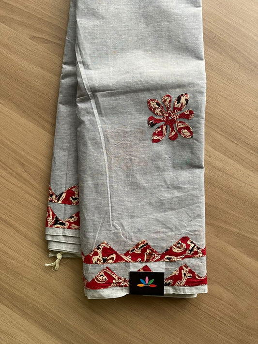 Appliqué work Bengal Cotton Starched Saree (Without blouse) -22891