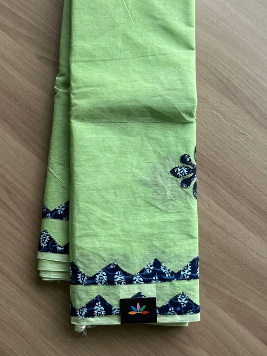 Appliqué work Bengal Cotton Starched Saree (Without blouse) -22892