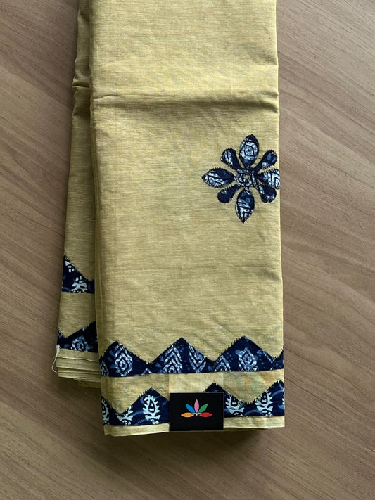 Appliqué work Bengal Cotton Starched Saree (Without blouse) -22893