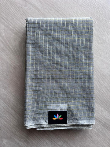 Simple Zari Checks Cotton Starched Saree (Without blouse) - 22997 - 22998