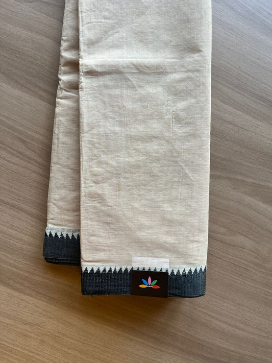 Contrast Border Plain Cotton Saree (Without blouse) -23092