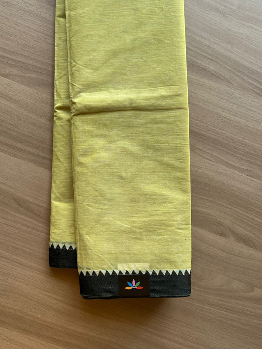 Contrast Border Plain Cotton Saree (Without blouse) -23093
