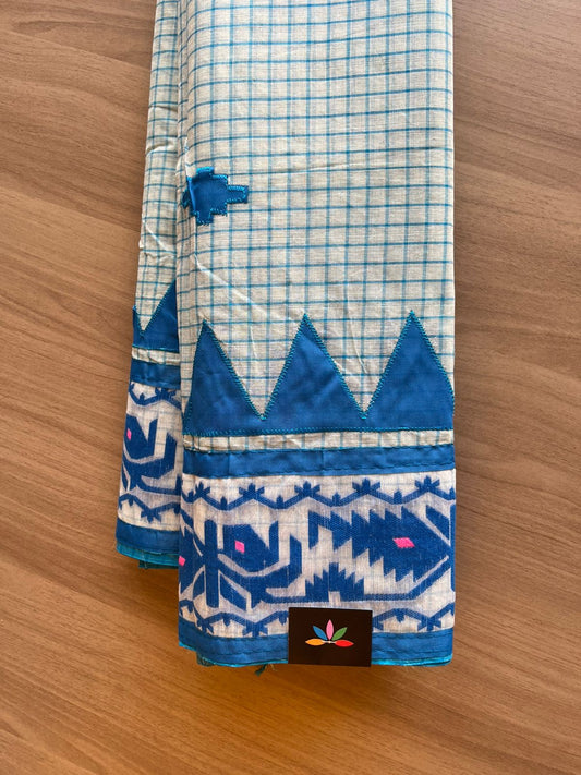 Appliqué work Bengal Cotton Starched Saree (Without blouse) -23100