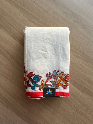 Appliqué work Bengal Cotton Saree (Without blouse) -23106