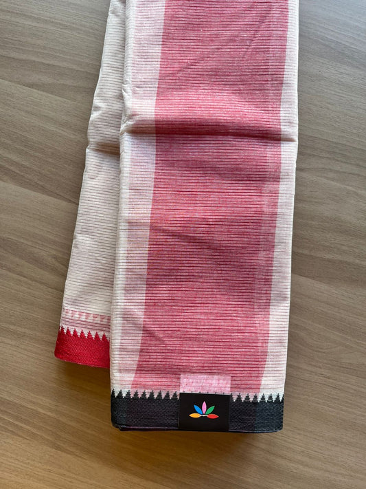 Simple Cotton Saree with Contrast Border (Without blouse) -23107