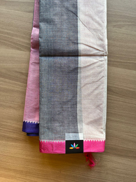 Simple Cotton Saree with Contrast Border (Without blouse) -23108