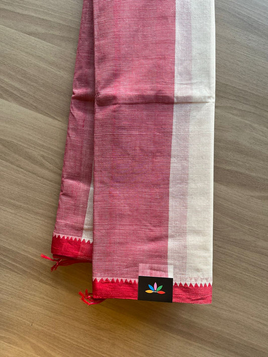 Simple Cotton Saree with Contrast Border (Without blouse) -23109