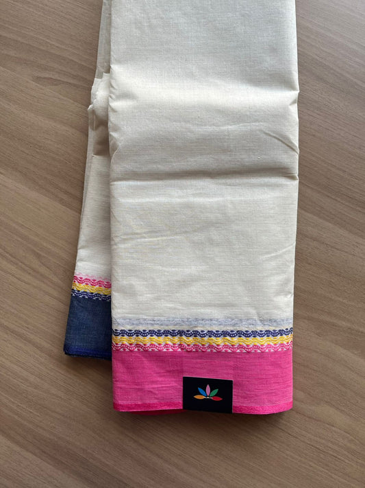 Contrast Border Bengal Cotton Saree (Starched) -23113