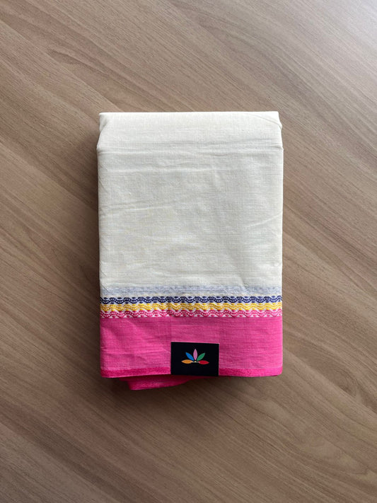 Contrast Border Bengal Cotton Saree (Starched) -23113