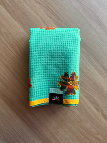 Appliqué work Kota Checks Saree (Without blouse) -23142
