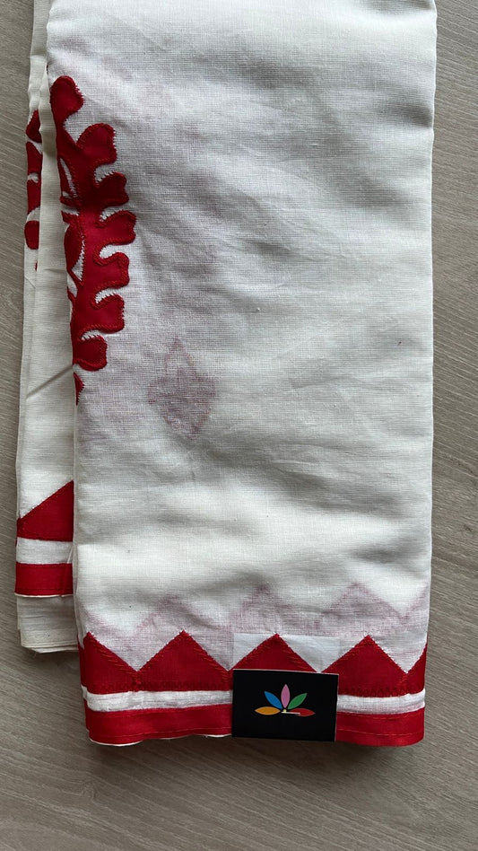 Appliqué work Bengal Cotton Saree (Without blouse) -25925