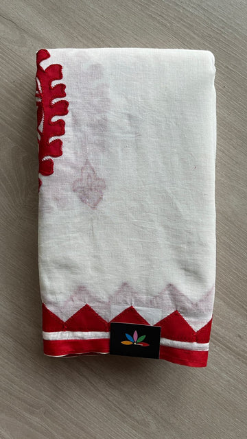 Appliqué work Bengal Cotton Saree (Without blouse) -25925