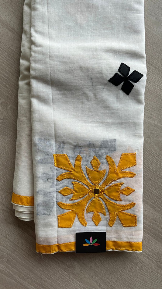 Appliqué work Bengal Cotton Saree (Without blouse) -25926