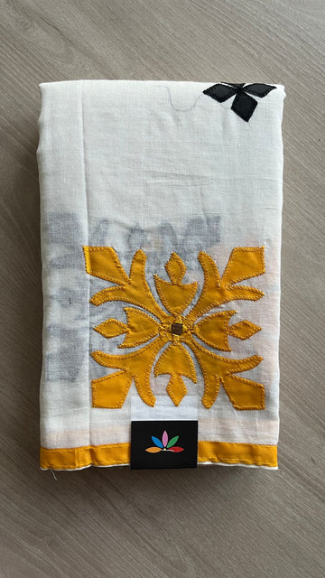 Appliqué work Bengal Cotton Saree (Without blouse) -25926