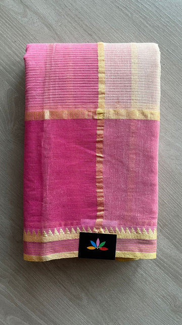 Simple Checked Cotton Starched Saree (Without blouse)- 25928