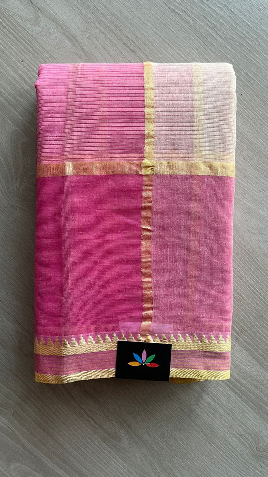 Simple Checked Cotton Starched Saree (Without blouse)- 25928