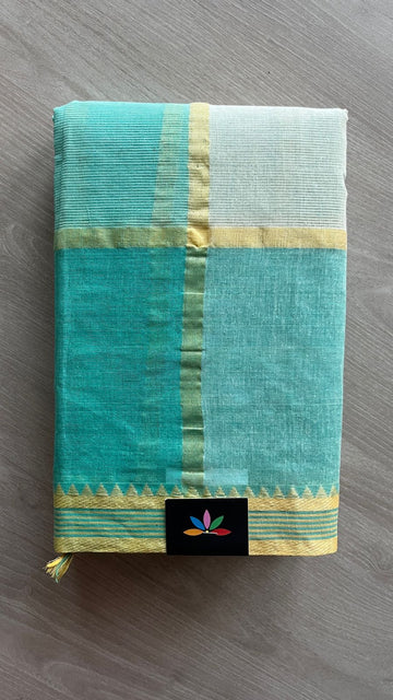 Simple Checked Cotton Starched Saree (Without blouse)- 25929