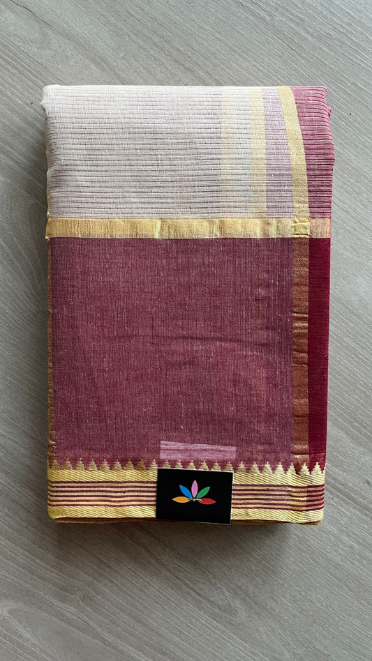 Simple Checked Cotton Starched Saree (Without blouse)- 25930