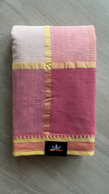 Simple Checked Cotton Starched Saree (Without blouse)- 25931